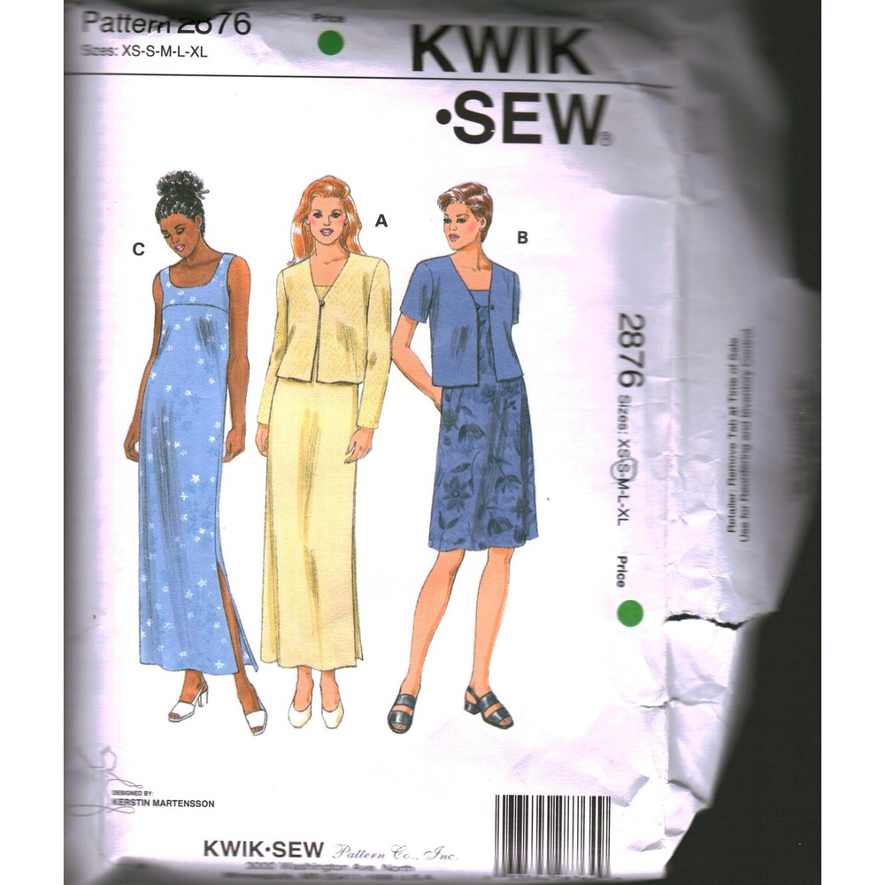 Kwik Sew 2876 Sewing Pattern Misses Dress Jacket XS-S Kerstin Martensson Vintage